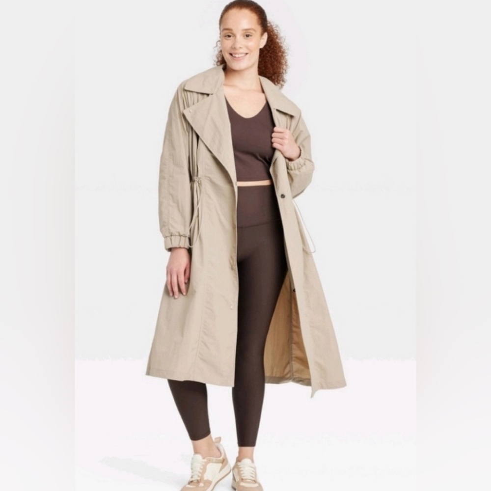 Women's Trench Coat All In Motion Tan Size M NWT